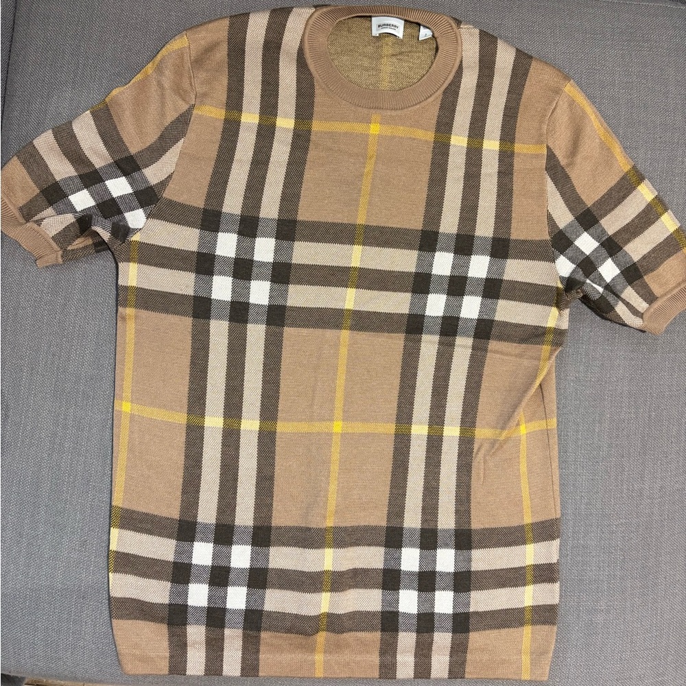 Burberry Brown and Yellow Knit Shirt Wool and Silk blend - Summer Edition